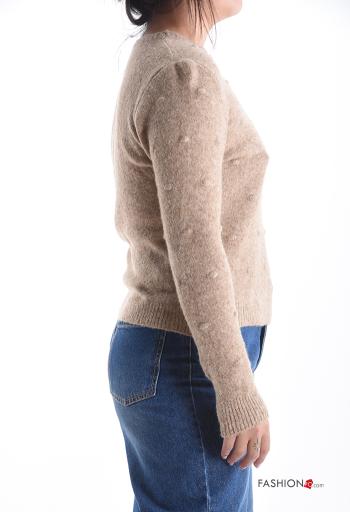 long sleeve crew neck Wool Mix Sweater - ph 3