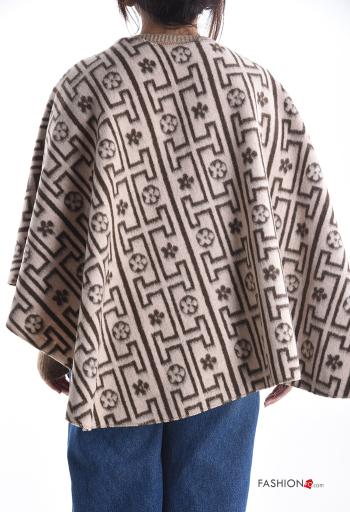 Poncho Fantasia stampata con frange con nodo - ph 2