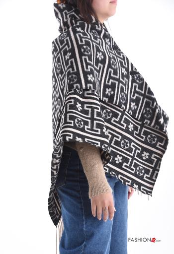 Poncho Rollneck with fringe with buttons - ph 3