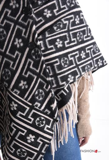 Poncho Rollneck with fringe with buttons - ph 4