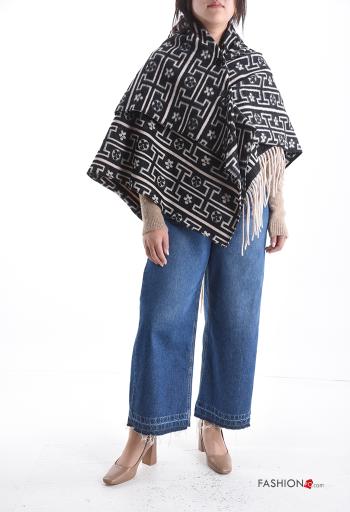 Poncho Rollneck with fringe with buttons - ph 5