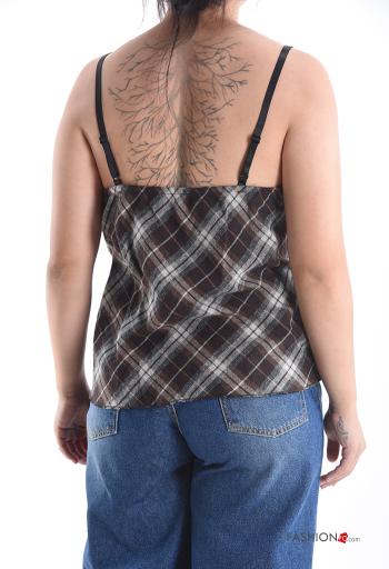 Top in Cotone senza maniche pizzo regolabile Fantasia tartan - ph 2