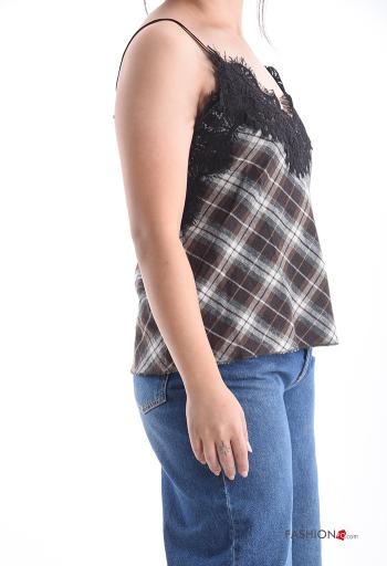 Top in Cotone senza maniche pizzo regolabile Fantasia tartan - ph 3