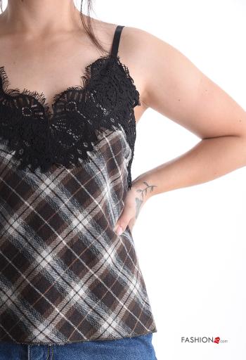 Top in Cotone senza maniche pizzo regolabile Fantasia tartan - ph 4