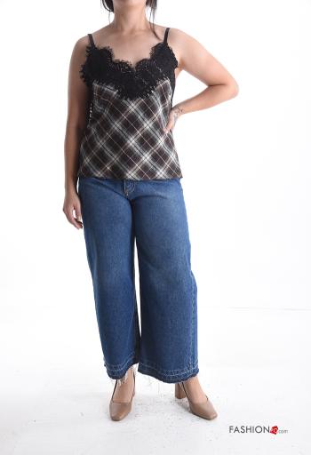Top in Cotone senza maniche pizzo regolabile Fantasia tartan - ph 5