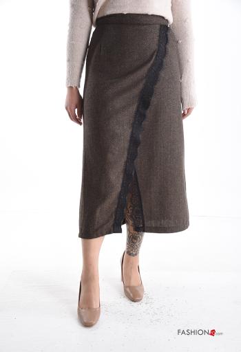 Gonna vita alta pizzo a portafoglio con zip