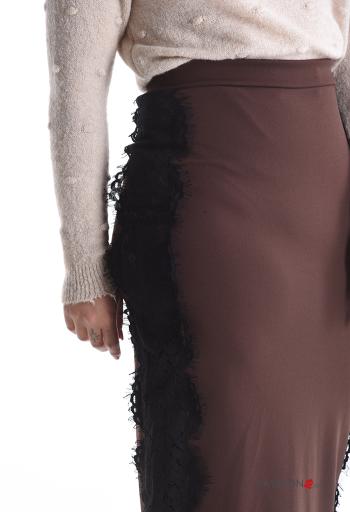 Gonna pizzo Longuette con spacco con zip con elastico - ph 4