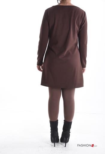 Robe manches longues courte col rond détail dentelle - ph 2