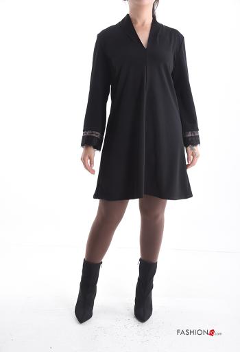 long sleeve mini lace trim Dress Rollneck - ph 1
