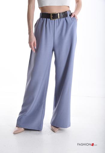 Pantalon wide leg avec poches avec élastique avec ceinture