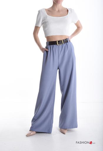 Pantalon wide leg avec poches avec élastique avec ceinture - ph 5