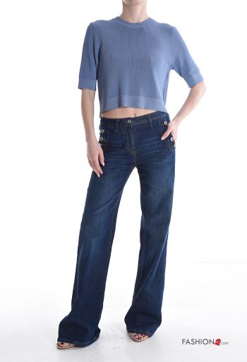 Maglione scollato sulla schiena maniche corte girocollo con fiocco - ph 5