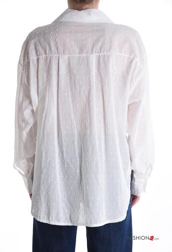 Embroidered long sleeve with collar Cotton Shirt with buttons - ph 2