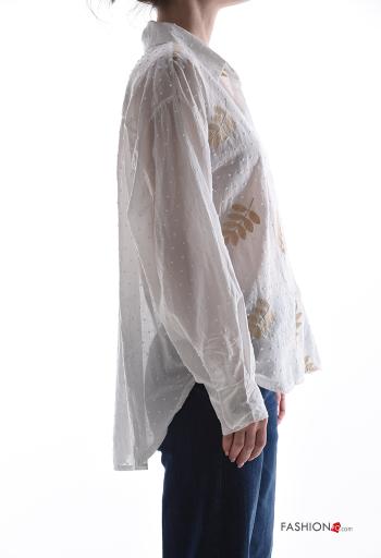 Embroidered long sleeve with collar Cotton Shirt with buttons - ph 3