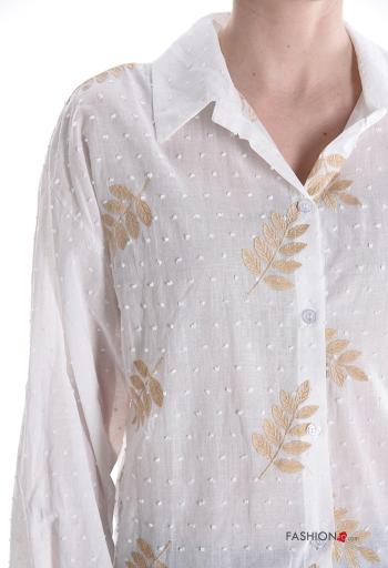 Embroidered long sleeve with collar Cotton Shirt with buttons - ph 4