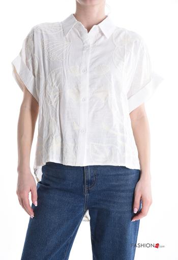 Embroidered short sleeve with collar Shirt with buttons - ph 1