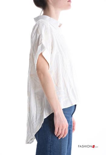Embroidered short sleeve with collar Shirt with buttons - ph 3