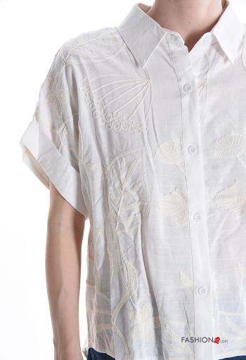 Embroidered short sleeve with collar Shirt with buttons - ph 4