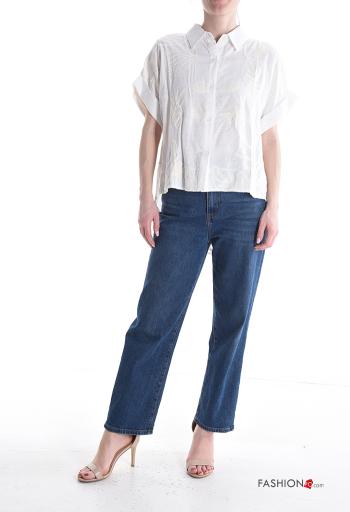 Embroidered short sleeve with collar Shirt with buttons - ph 5