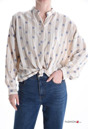 Chemise en Coton manches longues Imprimé mixte à boutons