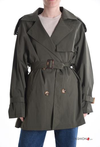 Gabardina com fivela com forro com bolsos com botões com cinto - ph 1
