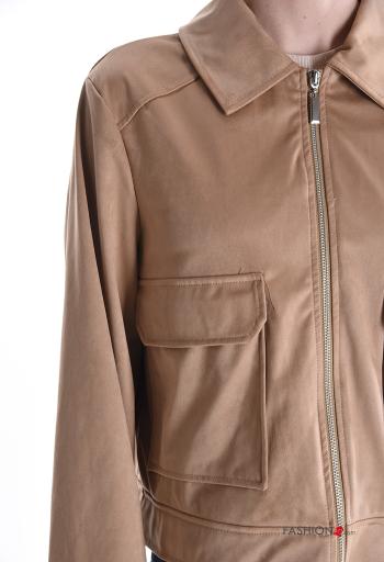 Blusão manga comprida com gola com bolsos com fecho - ph 4