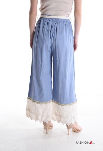 Embroidered Linen Trousers with fabric belt broderie anglaise with elastic - ph 2