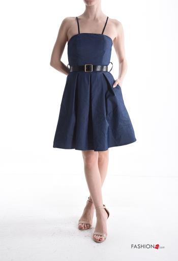 sleeveless backless adjustable Cotton Dress with cups with elastic with belt - ph 1