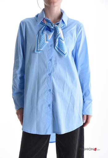 long sleeve with collar Cotton Shirt with buttons with scarf - ph 1