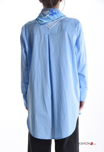 long sleeve with collar Cotton Shirt with buttons with scarf - ph 2