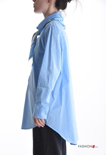 long sleeve with collar Cotton Shirt with buttons with scarf - ph 3