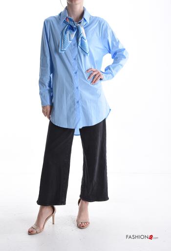 long sleeve with collar Cotton Shirt with buttons with scarf - ph 5
