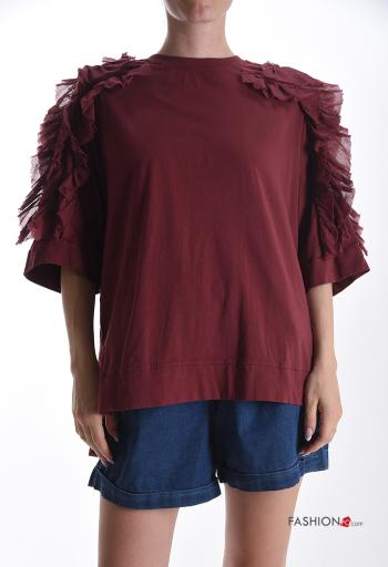 T-shirt in Cotone girocollo maniche a tre quarti