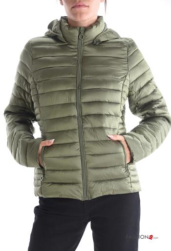 Puffer Jacket with pockets without lining with zip with hood
