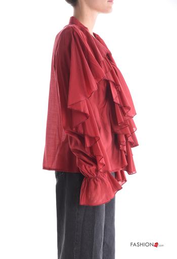 long sleeve Shirt with flounces with v-neck with buttons - ph 3