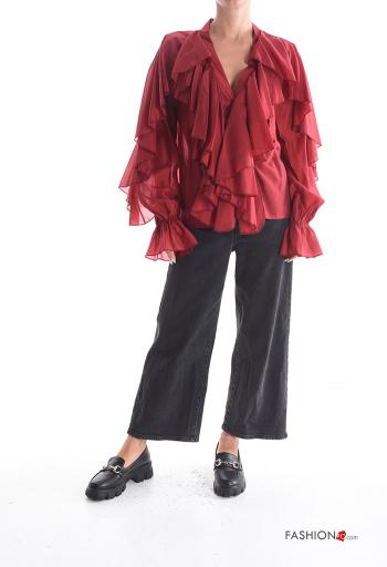 long sleeve Shirt with flounces with v-neck with buttons - ph 5