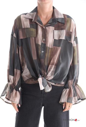 Geometric pattern long sleeve with collar Shirt with buttons
