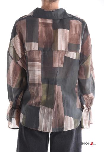 Geometric pattern long sleeve with collar Shirt with buttons - ph 2