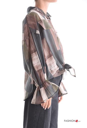 Geometric pattern long sleeve with collar Shirt with buttons - ph 3