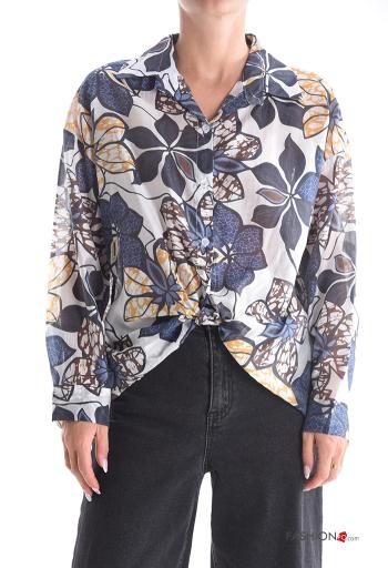 Floral long sleeve with collar Shirt with buttons