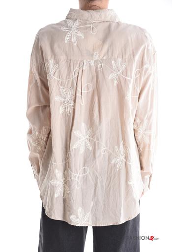 Embroidered long sleeve with collar Cotton Shirt with buttons - ph 2