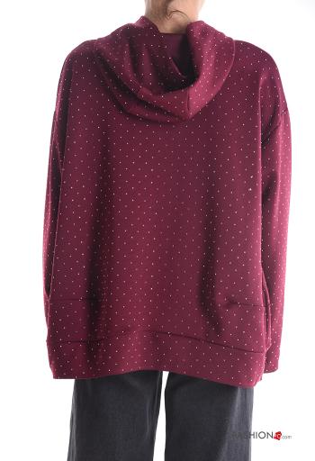 Sweatshirt manches longues avec fermeture éclair à capuche avec strass - ph 2