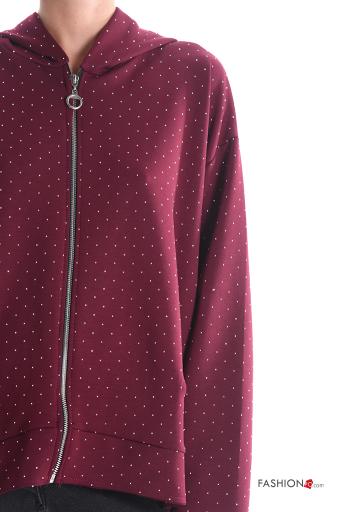 Sweatshirt manches longues avec fermeture éclair à capuche avec strass - ph 4