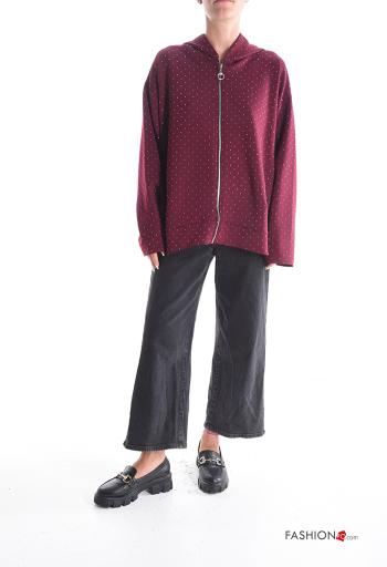 Sweatshirt manches longues avec fermeture éclair à capuche avec strass - ph 5