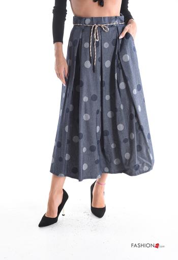 Polka-dot full Cotton Skirt with string with elastic