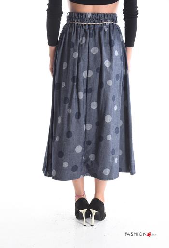 Falda de Algodón circular Estampado de lunares con cinturón de cuerda con elástico - ph 2