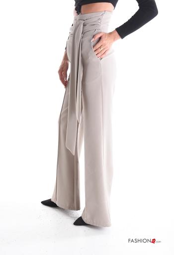 flared high waist Trousers with zip with sash - ph 3