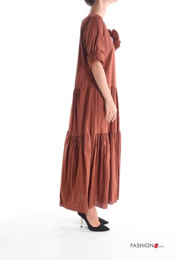 long sleeve crew neck Cotton Dress with flounces - ph 3