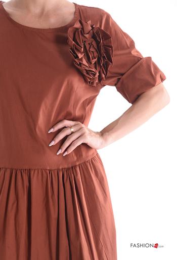 long sleeve crew neck Cotton Dress with flounces - ph 4