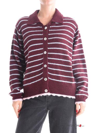 Cardigan in Misto Lana maniche lunghe con colletto Fantasia righe con bottoni - ph 1